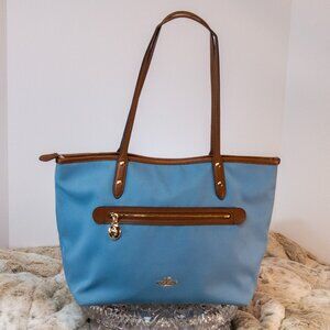 Coach Sawyer Canvas/ Leather Tote Mineral Blue Limited Edition
